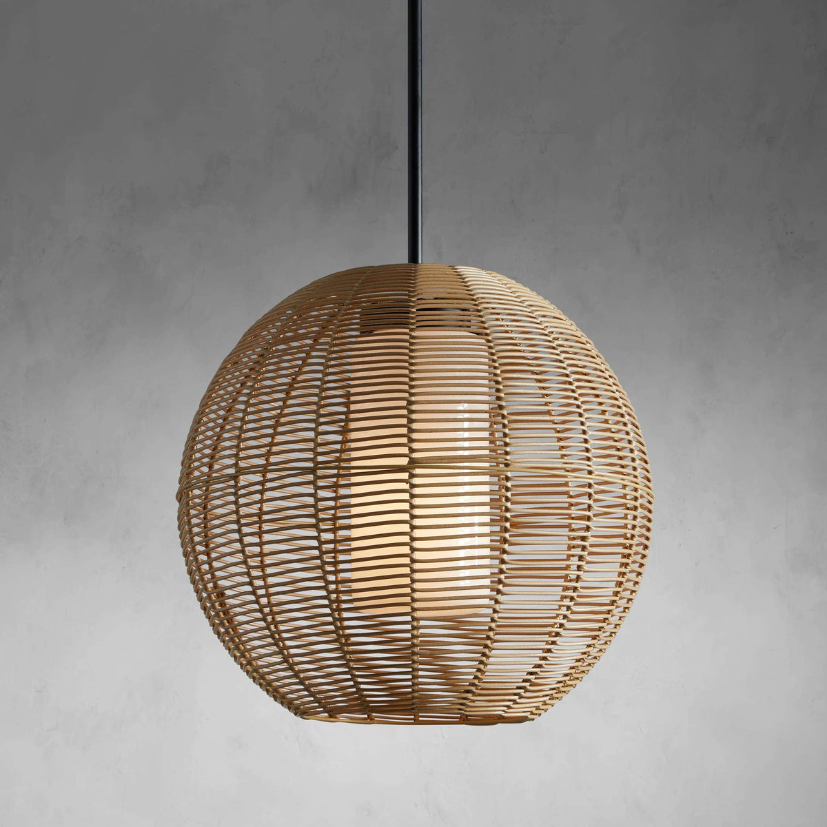 Weave Globe Wicker Outdoor Pendant 20''D
