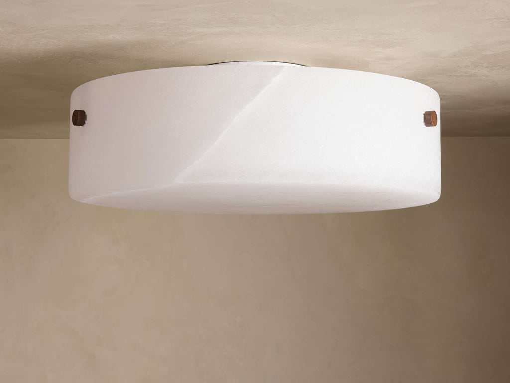 Veinshell Alabaster Stone Flushmount 16" W