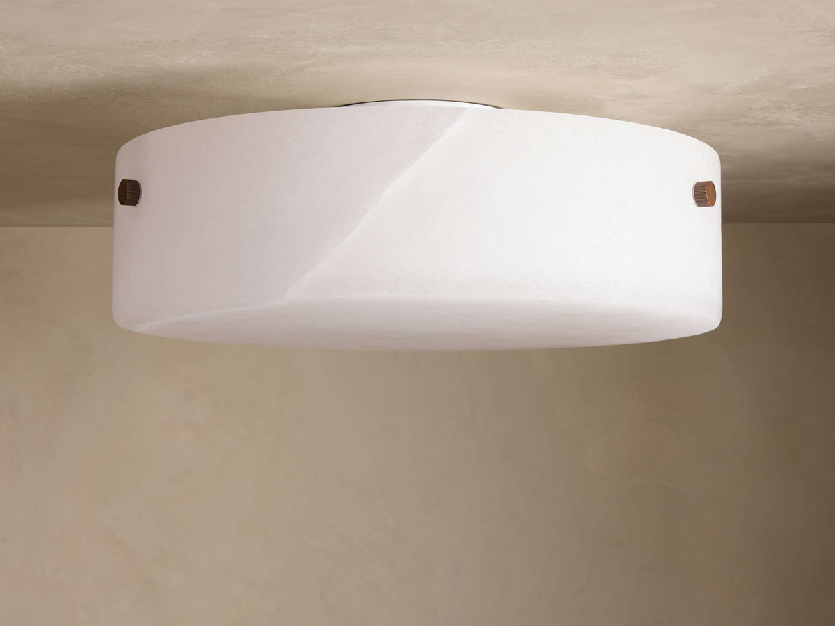 Veinshell Alabaster Stone Flushmount 16" W