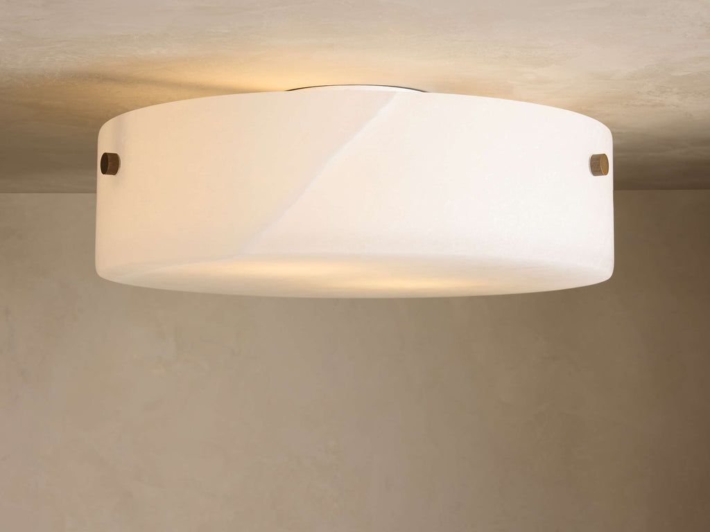 Veinshell Alabaster Stone Flushmount 16" W