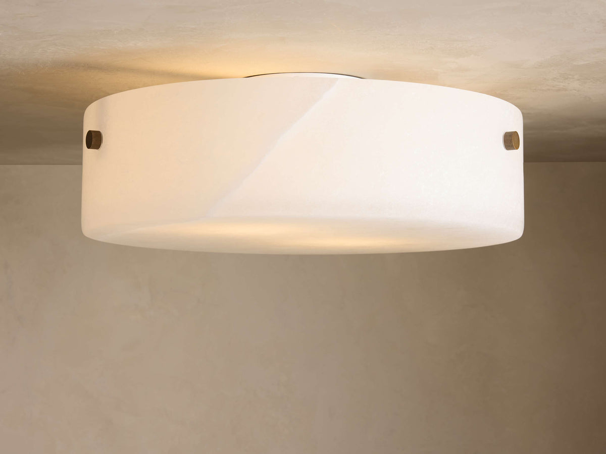 Veinshell Alabaster Stone Flushmount 16" W