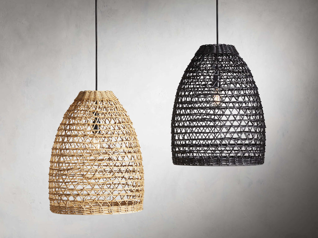Porchweave Wicker Outdoor Black Pendant