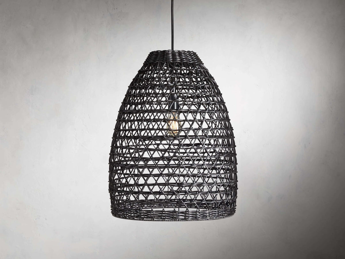 Porchweave Wicker Outdoor Black Pendant
