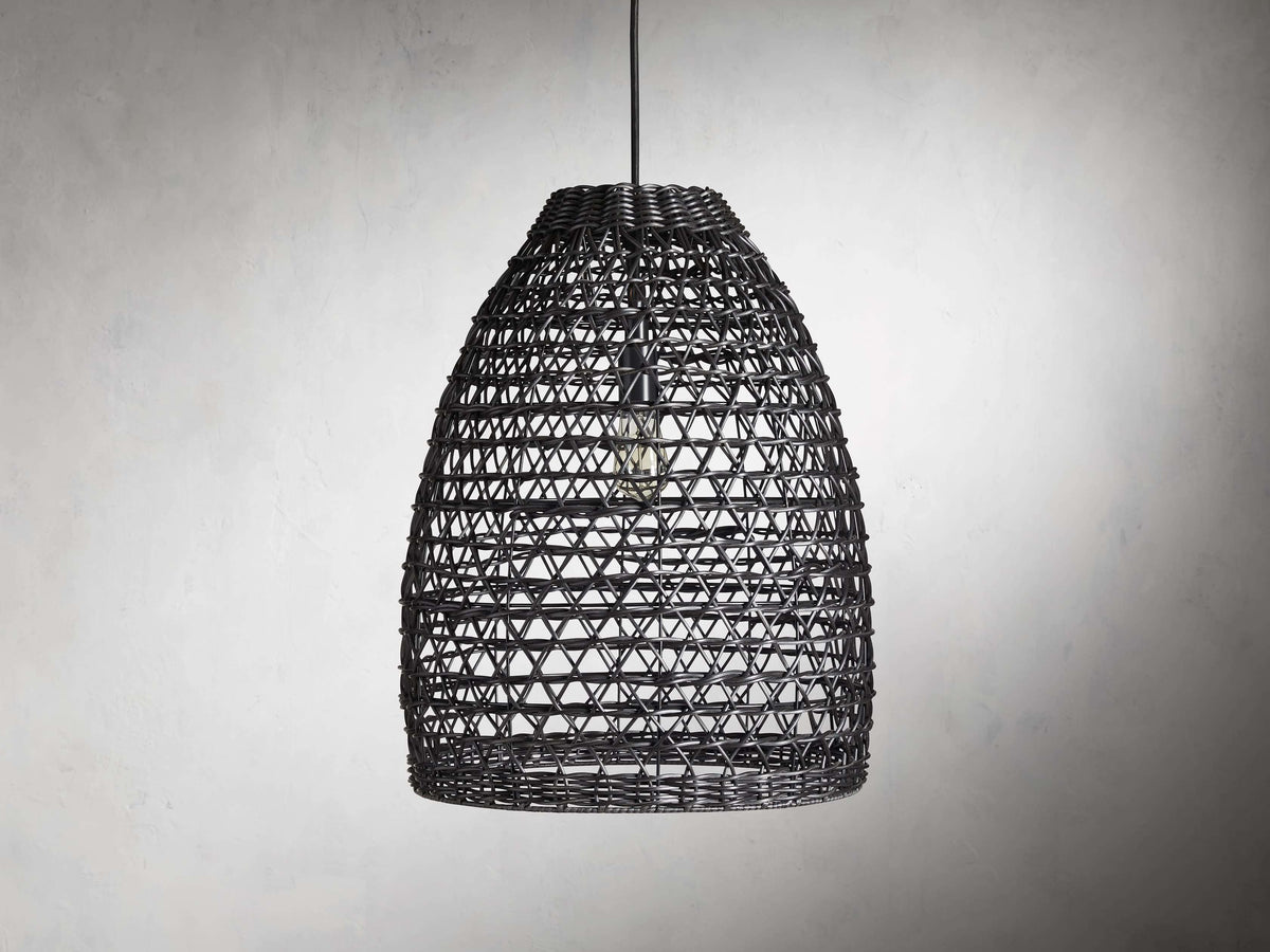Porchweave Wicker Outdoor Black Pendant