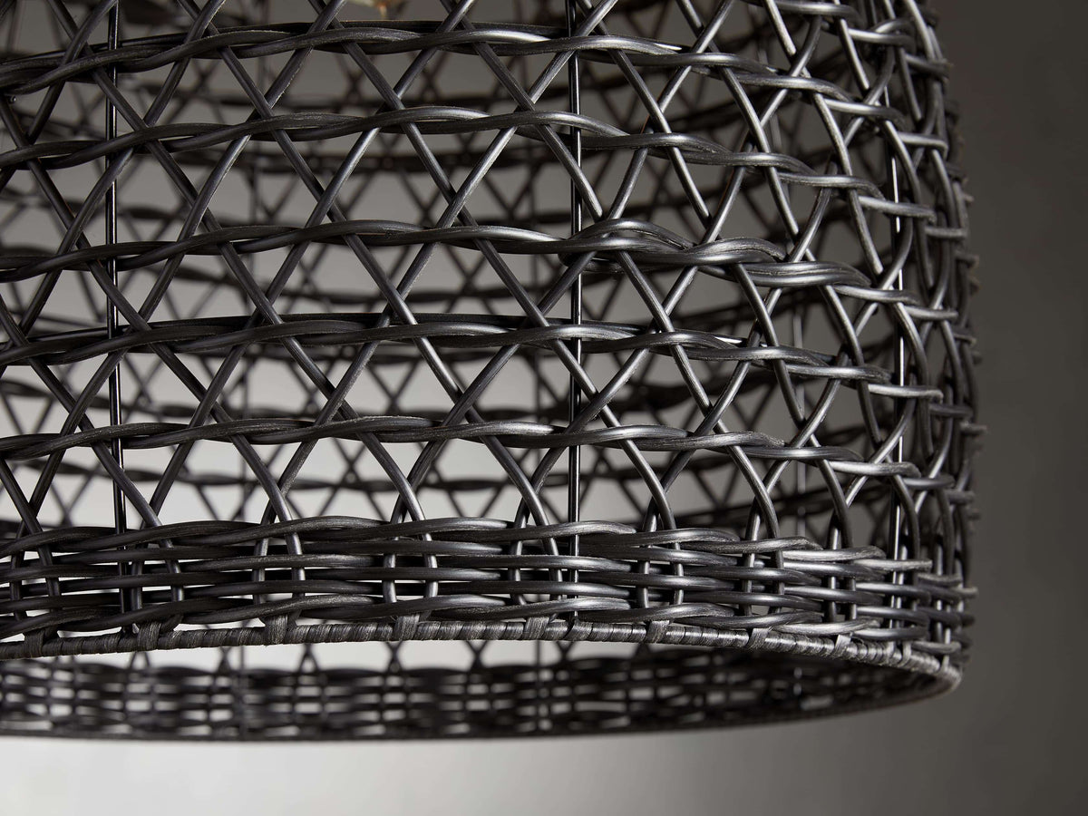 Porchweave Wicker Outdoor Black Pendant