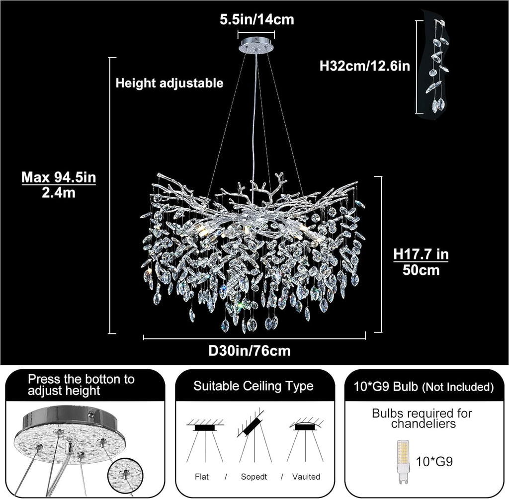 Modern Ice Eye Crystal Tree Branch Round Chandelier
