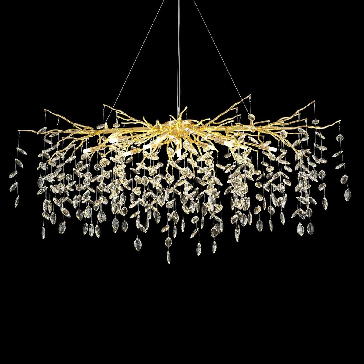 Modern Ice Eye Crystal Branch Linear Chandelier 47''