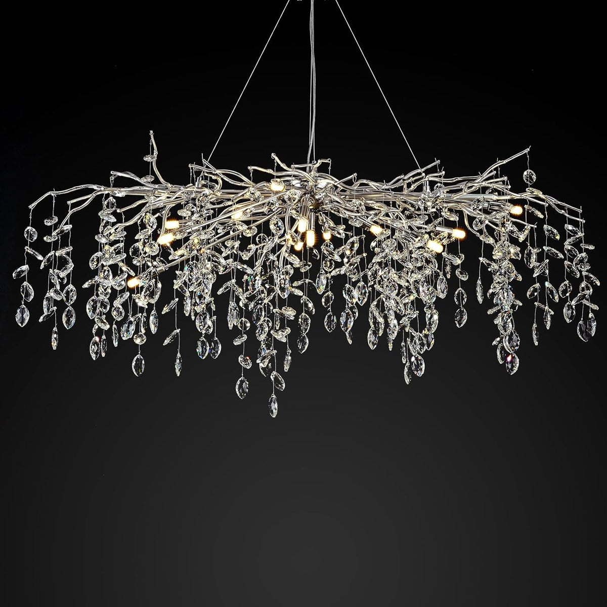 Modern Ice Eye Crystal Branch Linear Chandelier 47''