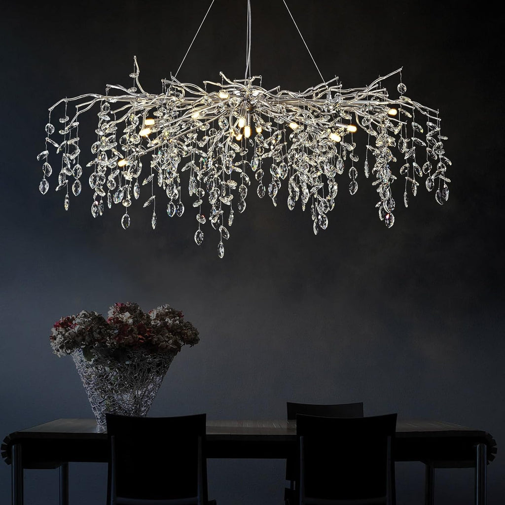 Modern Ice Eye Crystal Branch Linear Chandelier 47''