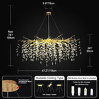 Modern Ice Eye Crystal Branch Linear Chandelier 47''