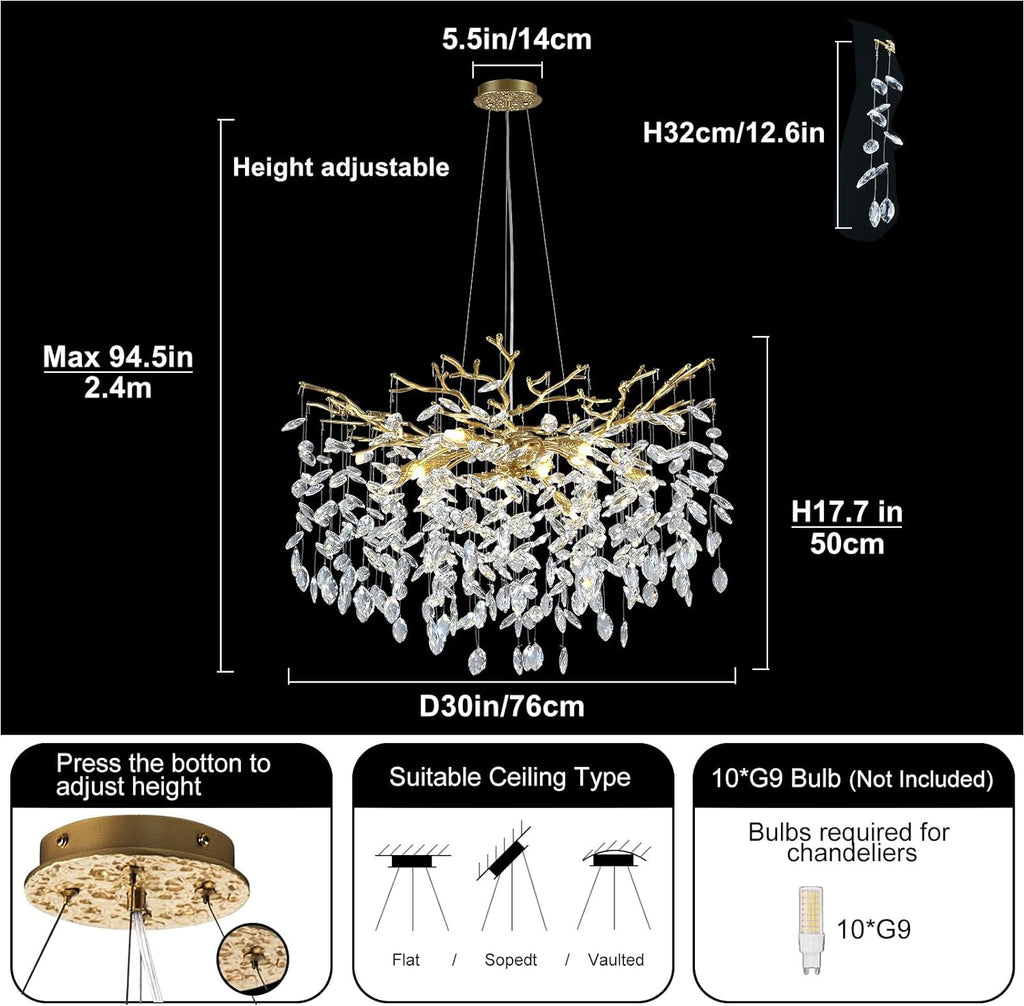 Modern Ice Eye Crystal Tree Branch Round Chandelier