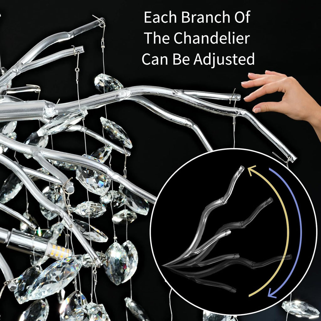 Modern Ice Eye Crystal Branch Linear Chandelier 47''