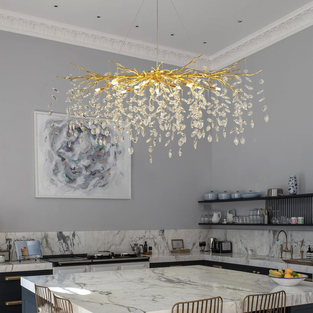 Modern Ice Eye Crystal Branch Linear Chandelier 47''