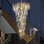 Modern ice drop Crystal Tree Branch Staircase Chandelier 95"