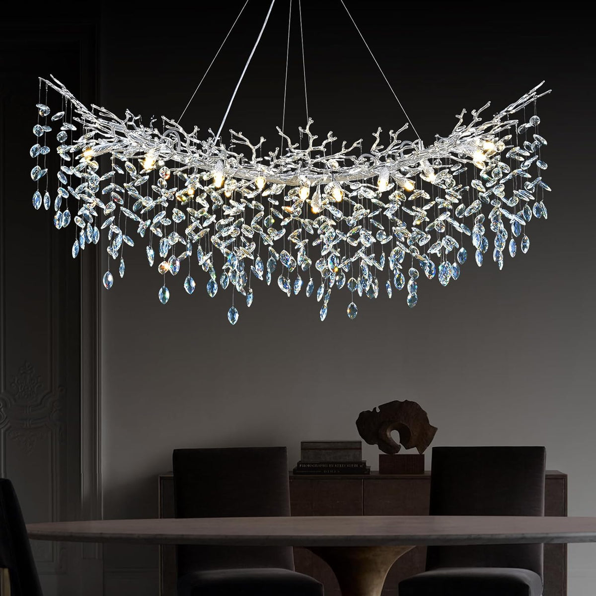 Modern Ice Eye Crystal Tree Branch Round Chandelier
