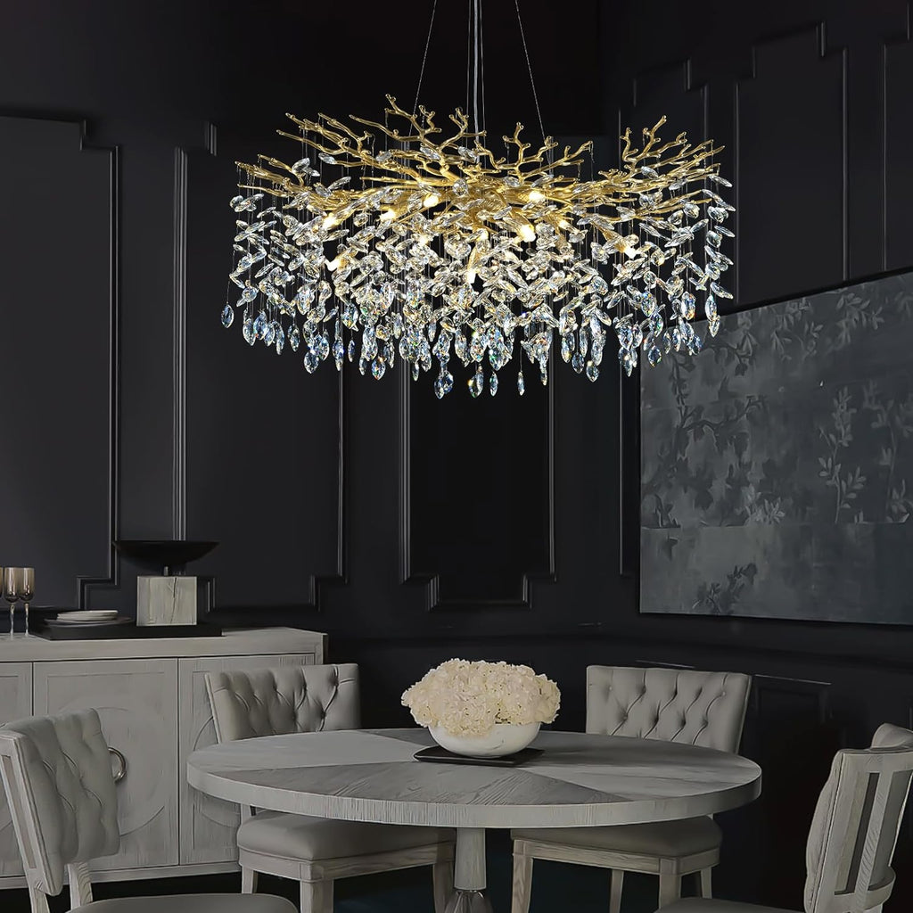 Modern Ice Eye Crystal Tree Branch Round Chandelier