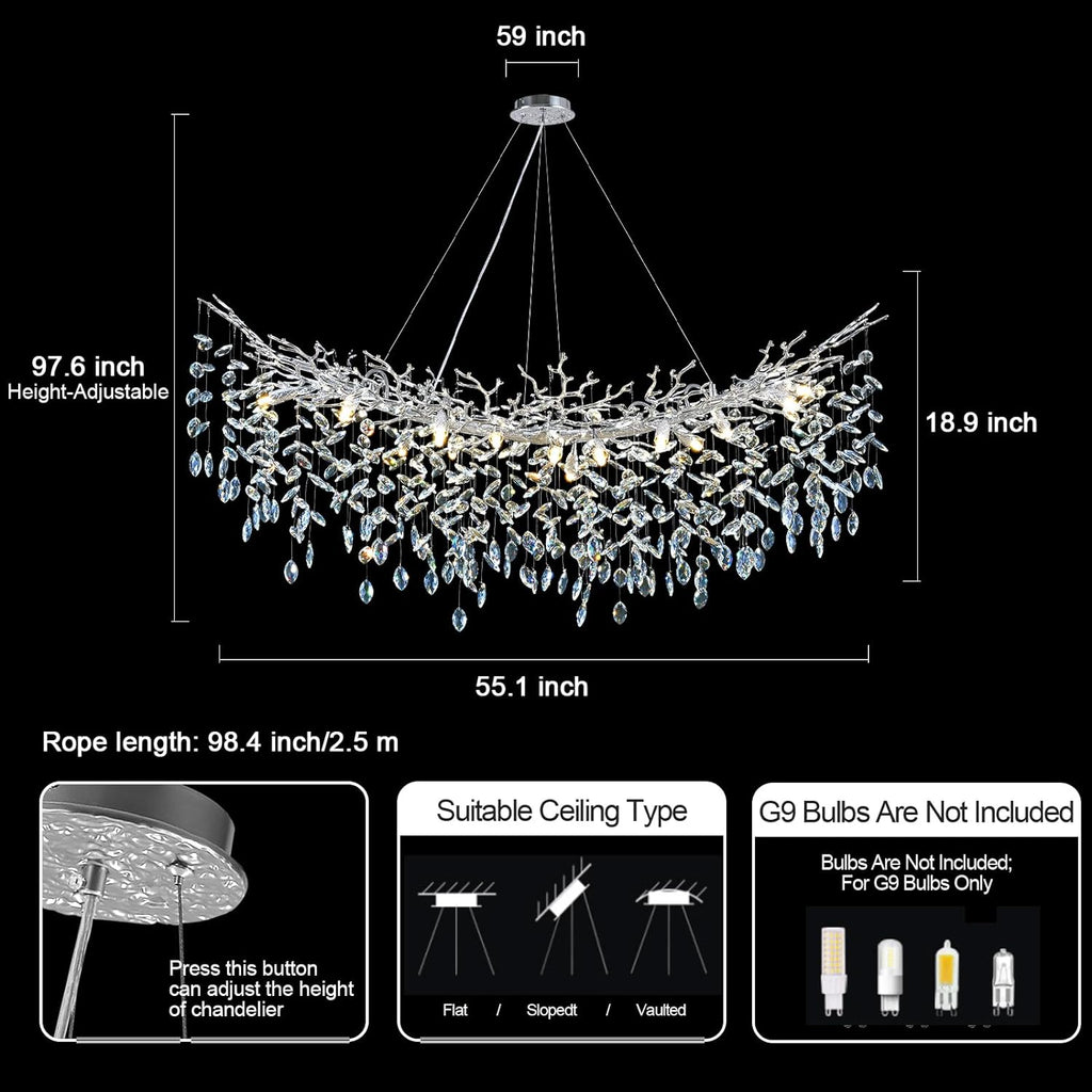Modern Ice Eye Crystal Tree Branch Round Chandelier