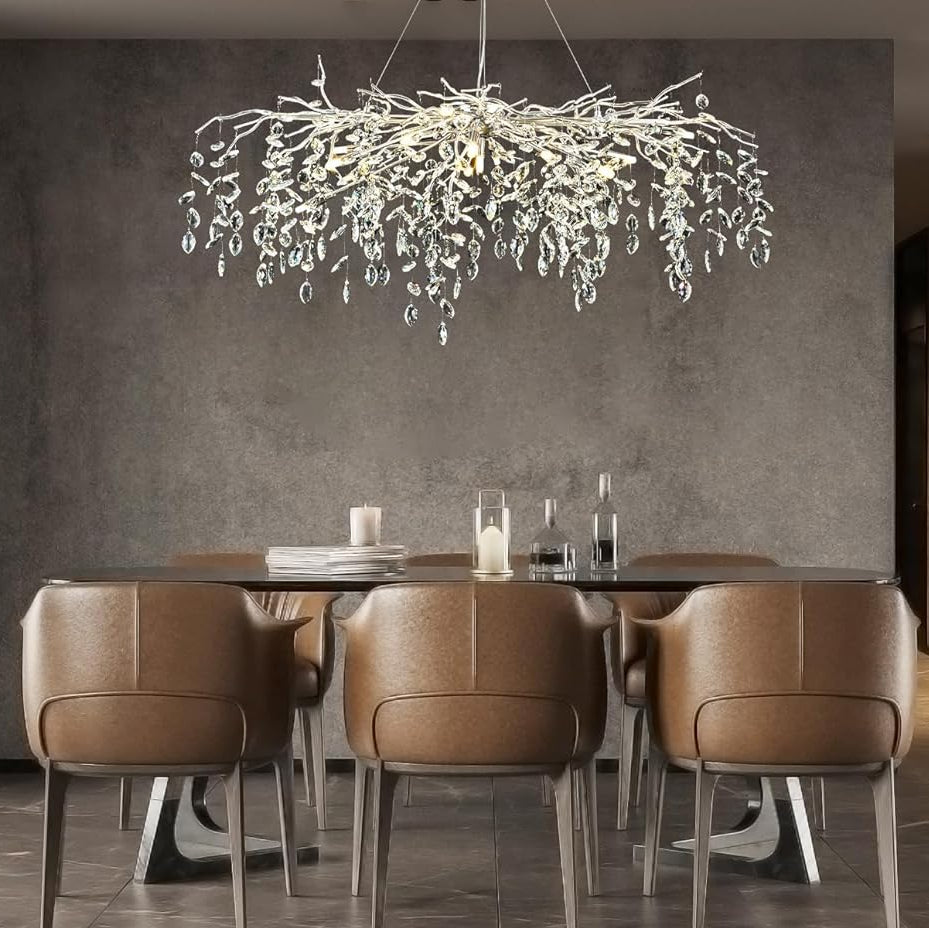 Modern Ice Eye Crystal Branch Linear Chandelier 47''