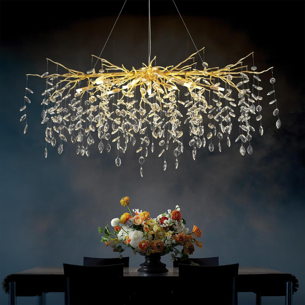 Modern Ice Eye Crystal Branch Linear Chandelier 47''