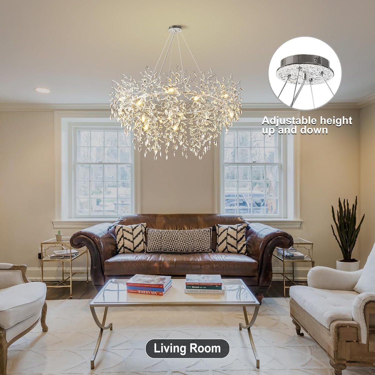 Modern Ice Eye Crystal Tree Branch Round Chandelier