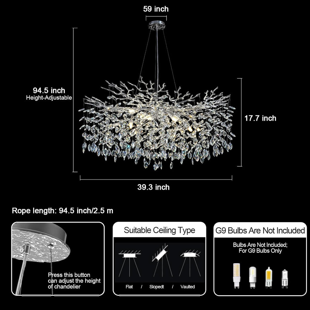Modern Ice Eye Crystal Tree Branch Round Chandelier
