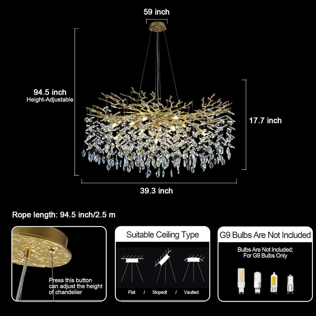 Modern Ice Eye Crystal Tree Branch Round Chandelier