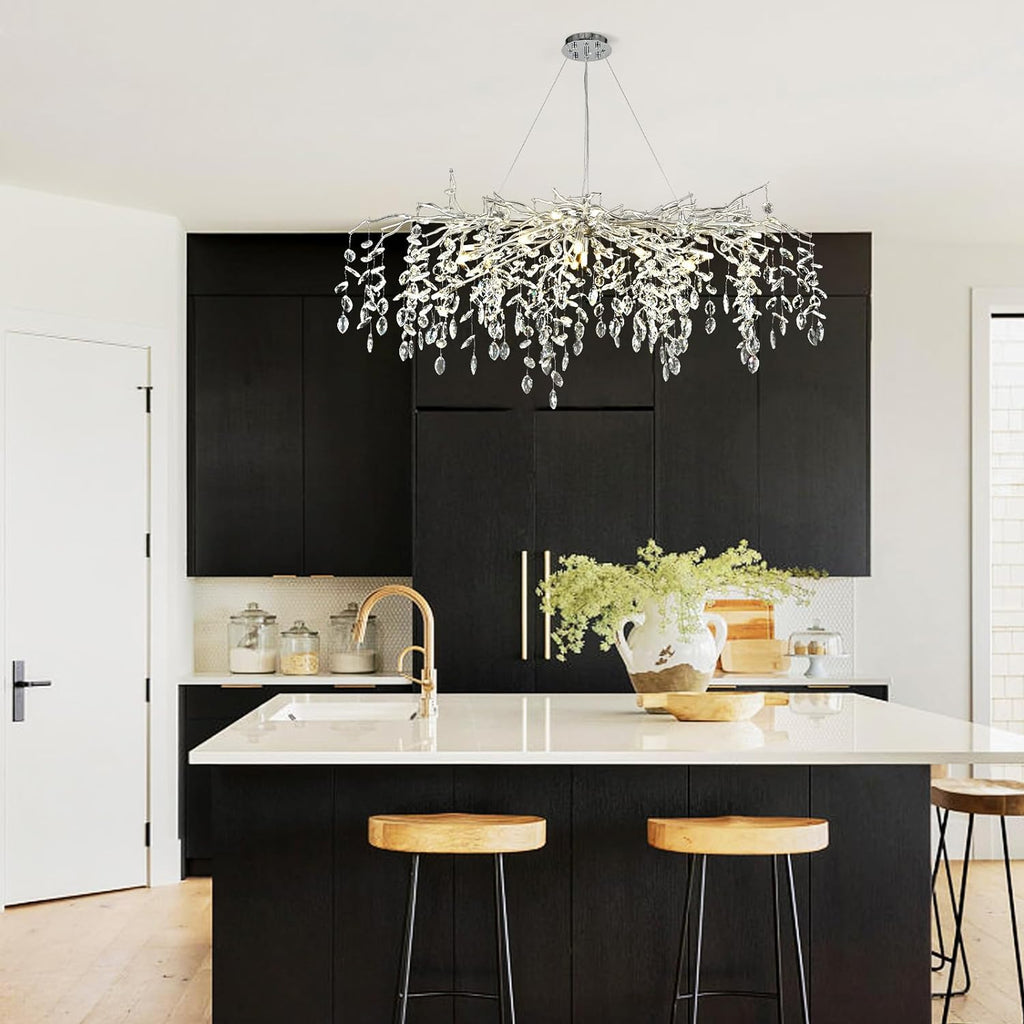 Modern Ice Eye Crystal Branch Linear Chandelier 47''