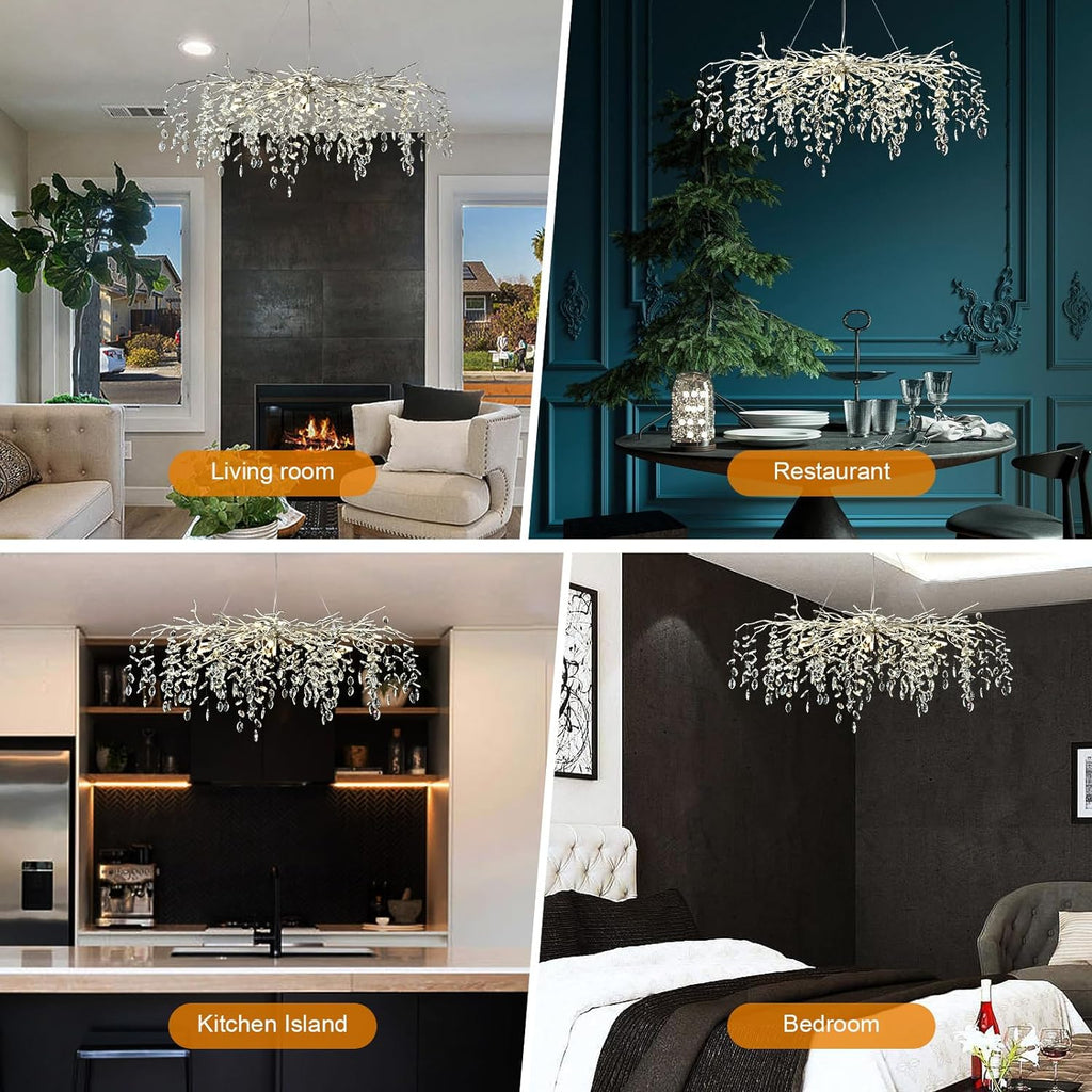 Modern Ice Eye Crystal Branch Linear Chandelier 47''
