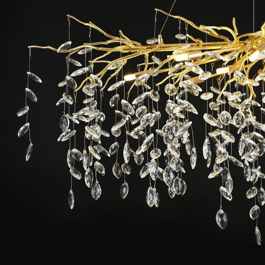 Modern Ice Eye Crystal Branch Linear Chandelier 47''