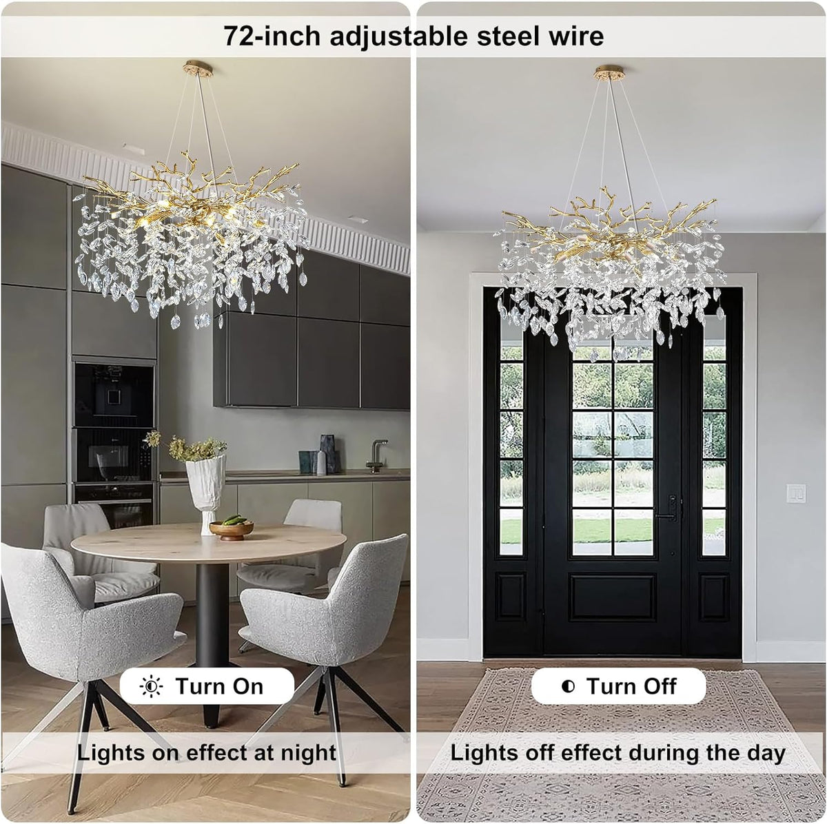 Modern Ice Eye Crystal Tree Branch Round Chandelier