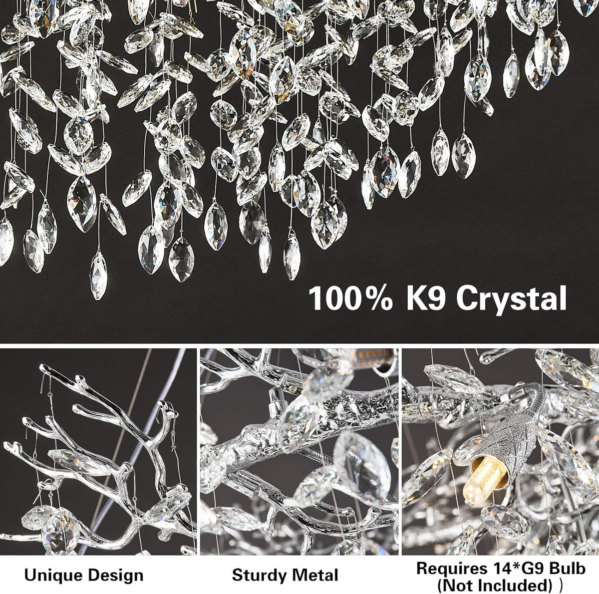 Modern Ice Eye Crystal Tree Branch Round Chandelier