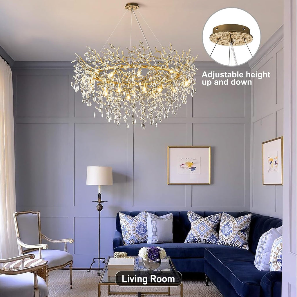 Modern Ice Eye Crystal Tree Branch Round Chandelier