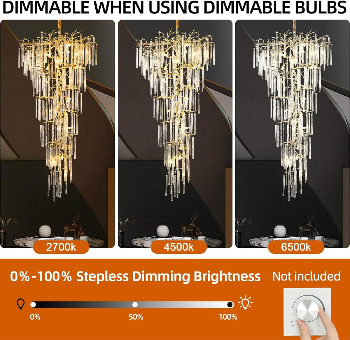Modern ice drop Crystal Tree Branch Staircase Chandelier 95"