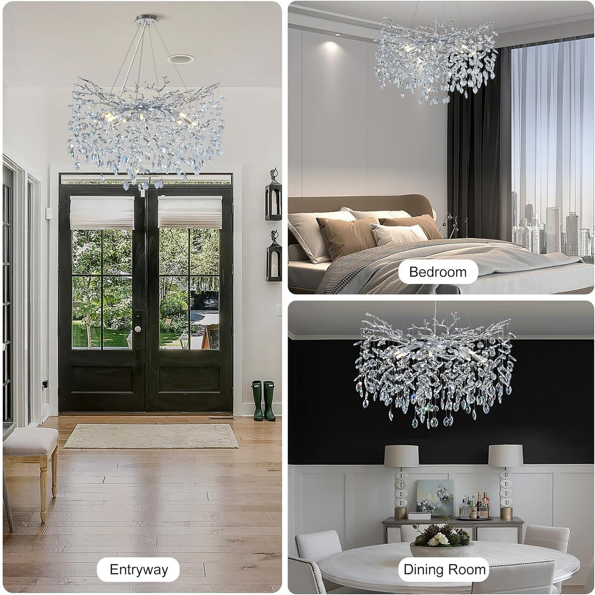 Modern Ice Eye Crystal Tree Branch Round Chandelier
