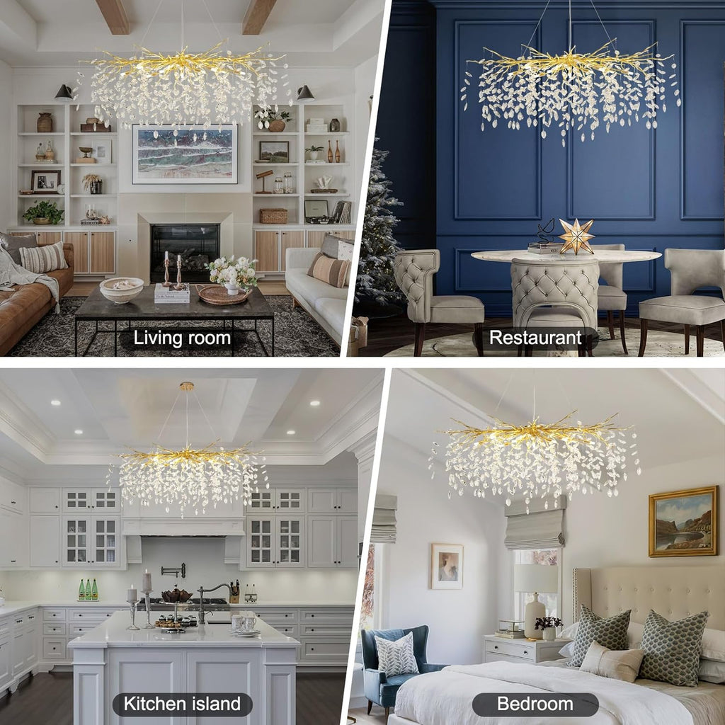 Modern Ice Eye Crystal Branch Linear Chandelier 47''