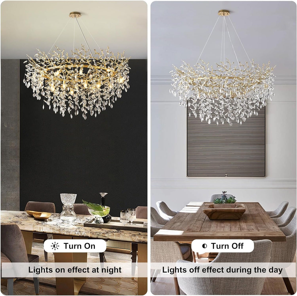 Modern Ice Eye Crystal Tree Branch Round Chandelier