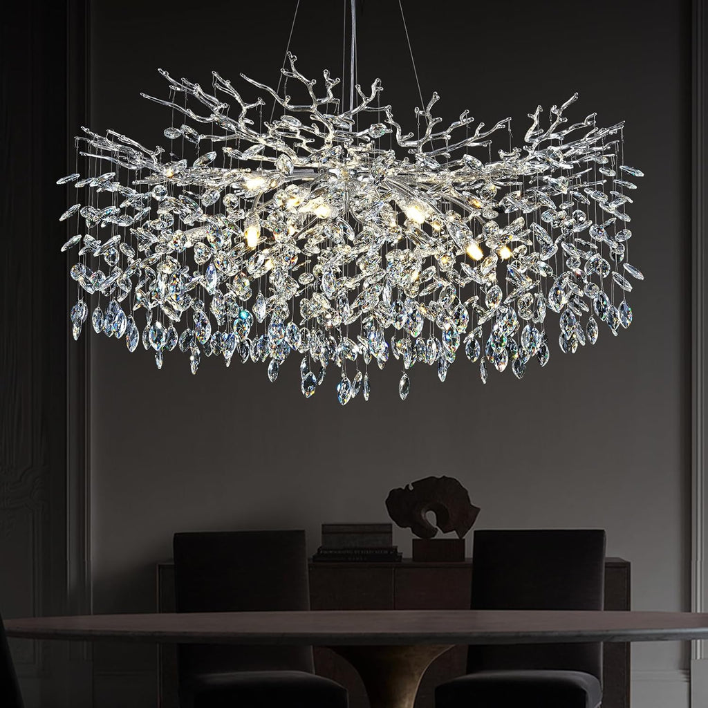 Modern Ice Eye Crystal Tree Branch Round Chandelier