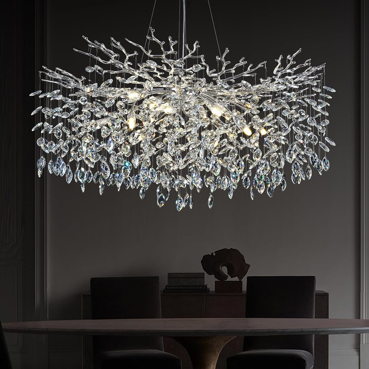 Modern Ice Eye Crystal Tree Branch Round Chandelier