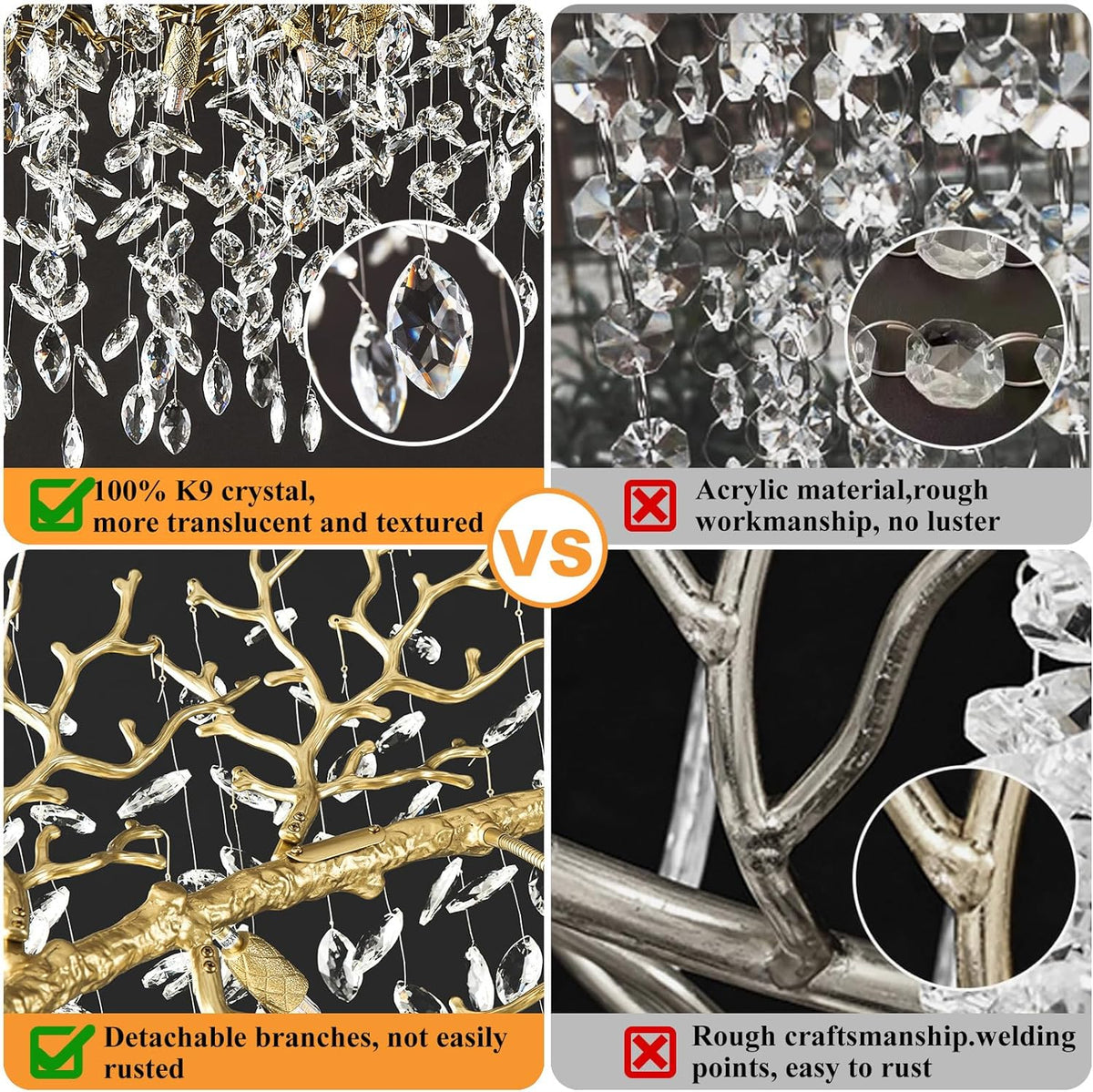 Modern Ice Eye Crystal Tree Branch Round Chandelier