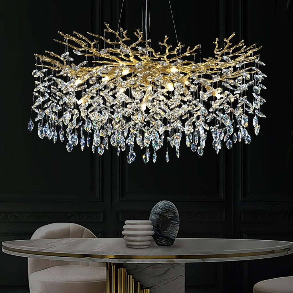 Modern Ice Eye Crystal Tree Branch Round Chandelier