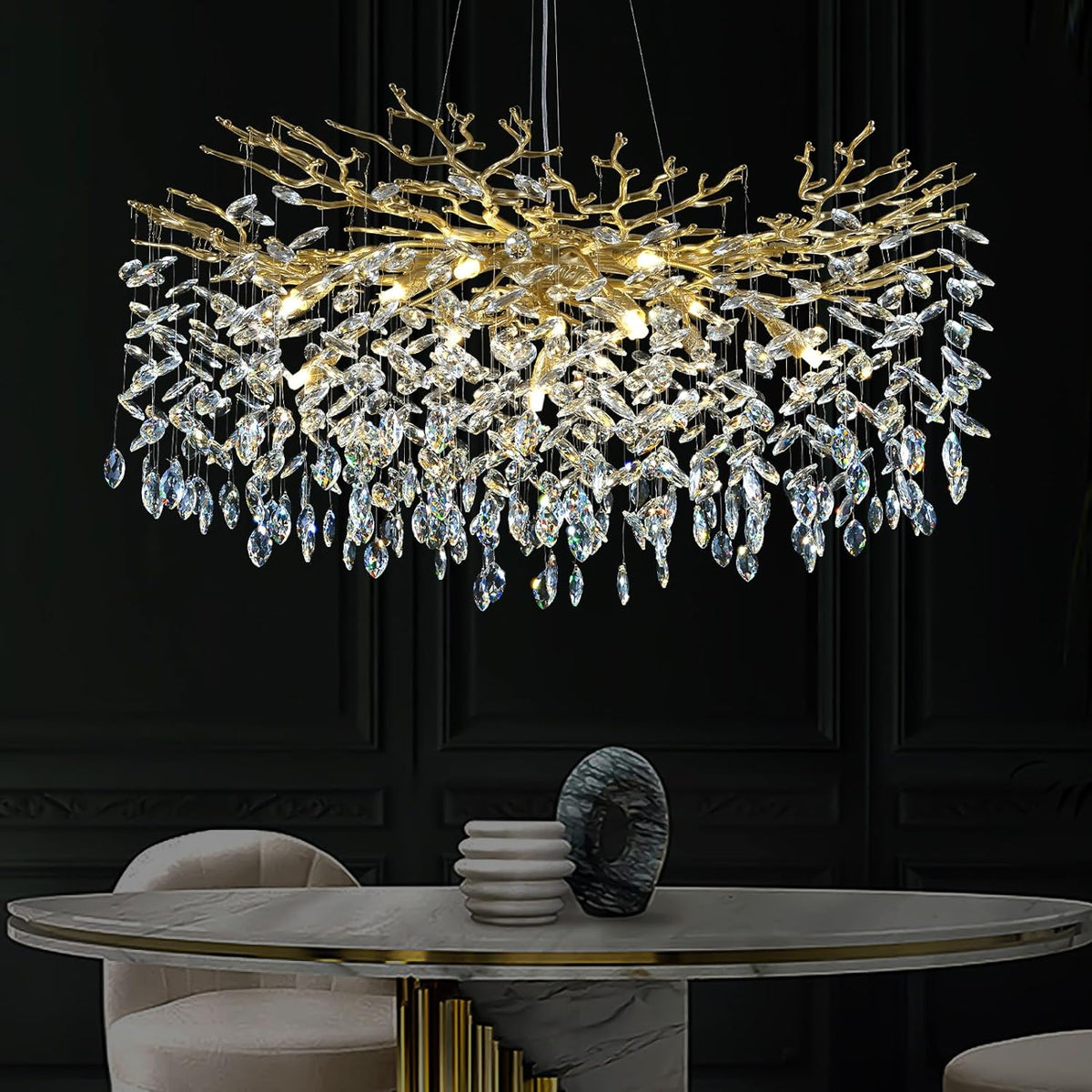 Modern Ice Eye Crystal Tree Branch Round Chandelier