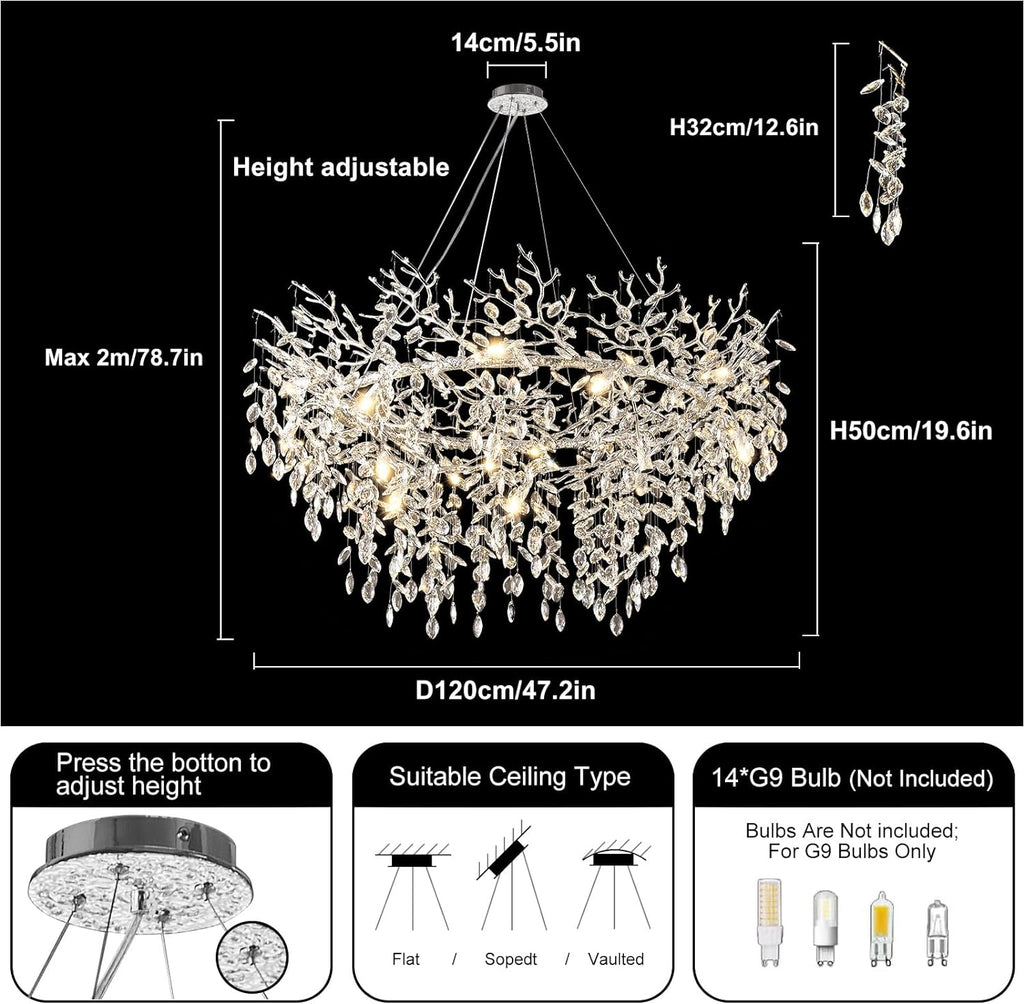 Modern Ice Eye Crystal Tree Branch Round Chandelier