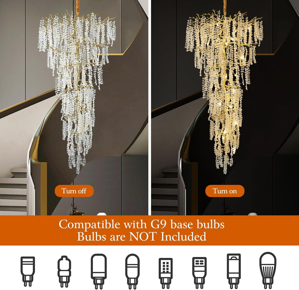 Monroe Tree Branch Staircase Chandelier H95"