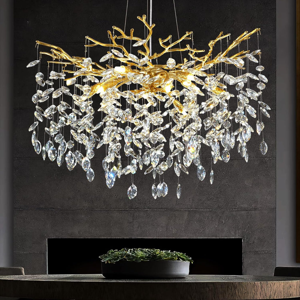Modern Ice Eye Crystal Tree Branch Round Chandelier