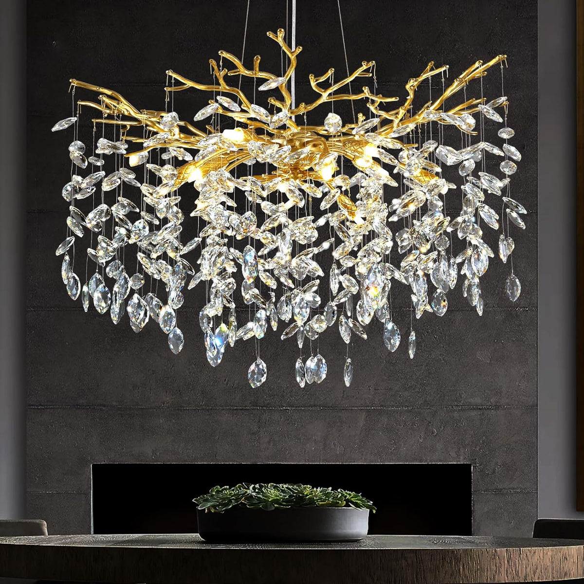 Modern Ice Eye Crystal Tree Branch Round Chandelier