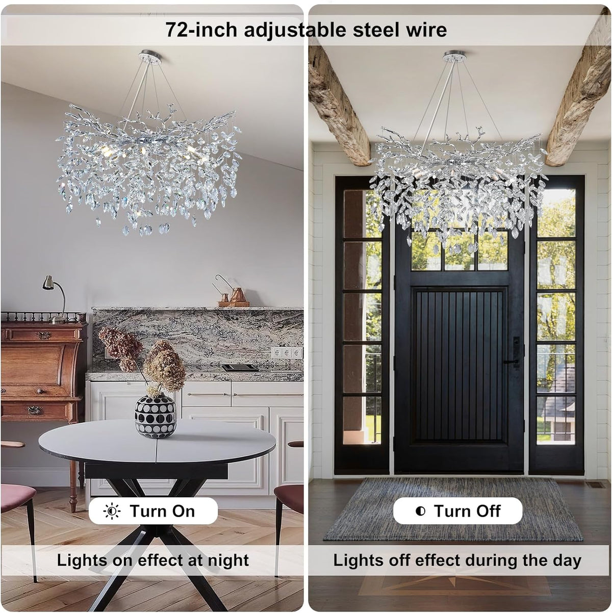 Modern Ice Eye Crystal Tree Branch Round Chandelier