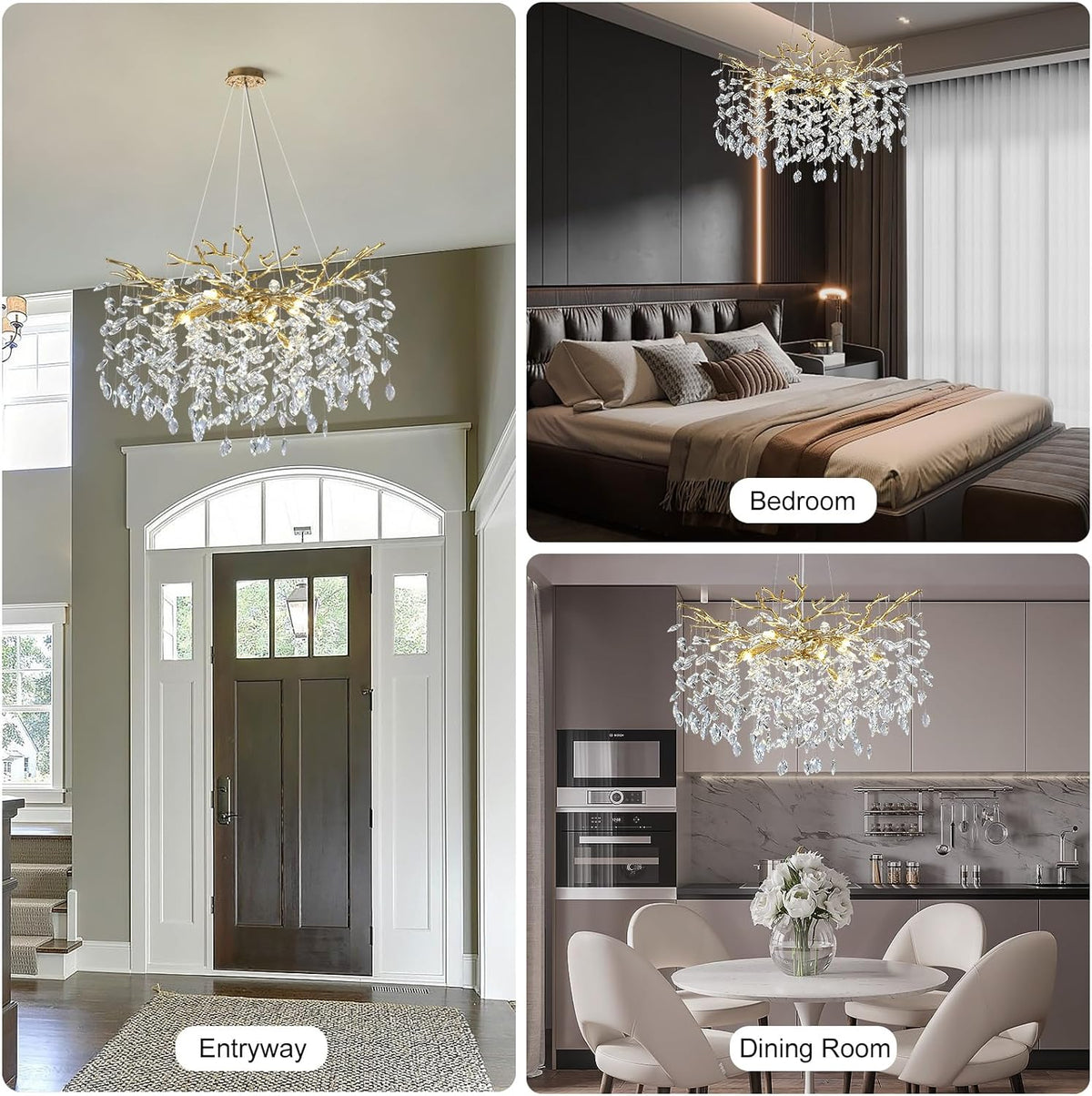Modern Ice Eye Crystal Tree Branch Round Chandelier