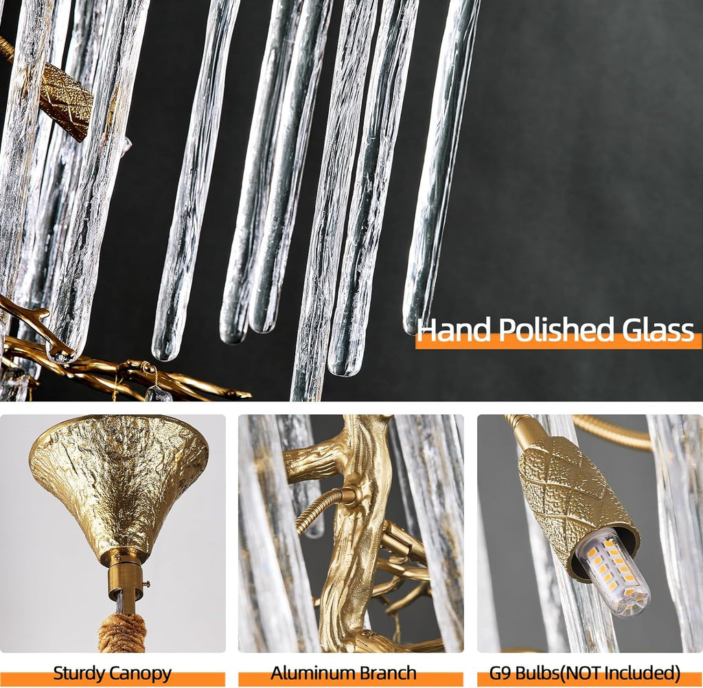 Modern ice drop Crystal Tree Branch Staircase Chandelier 95"
