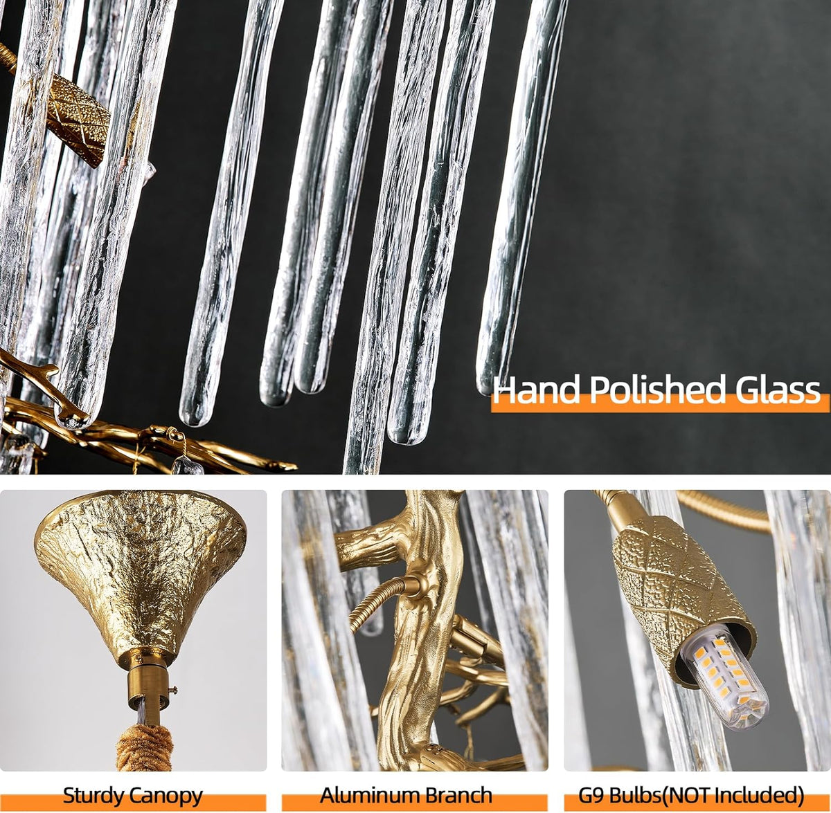 Modern ice drop Crystal Tree Branch Staircase Chandelier 95"