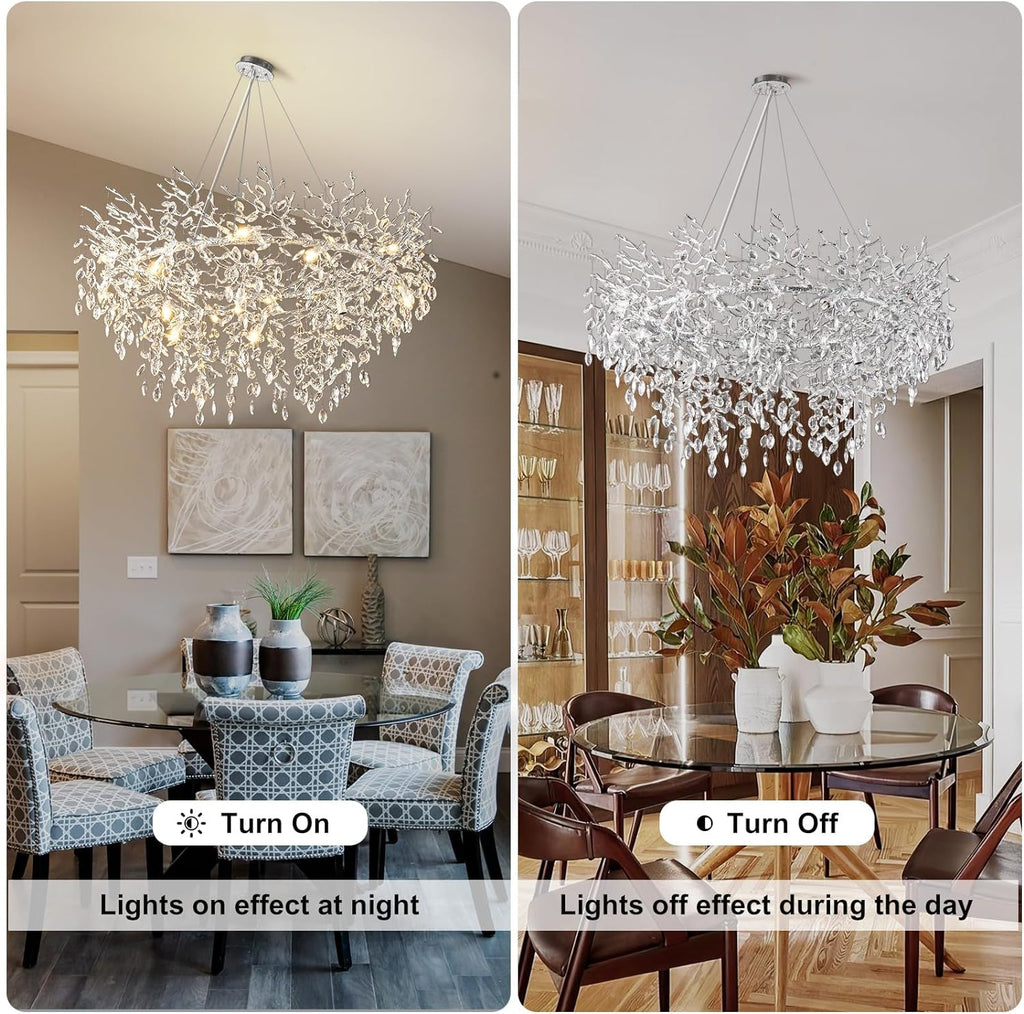 Modern Ice Eye Crystal Tree Branch Round Chandelier